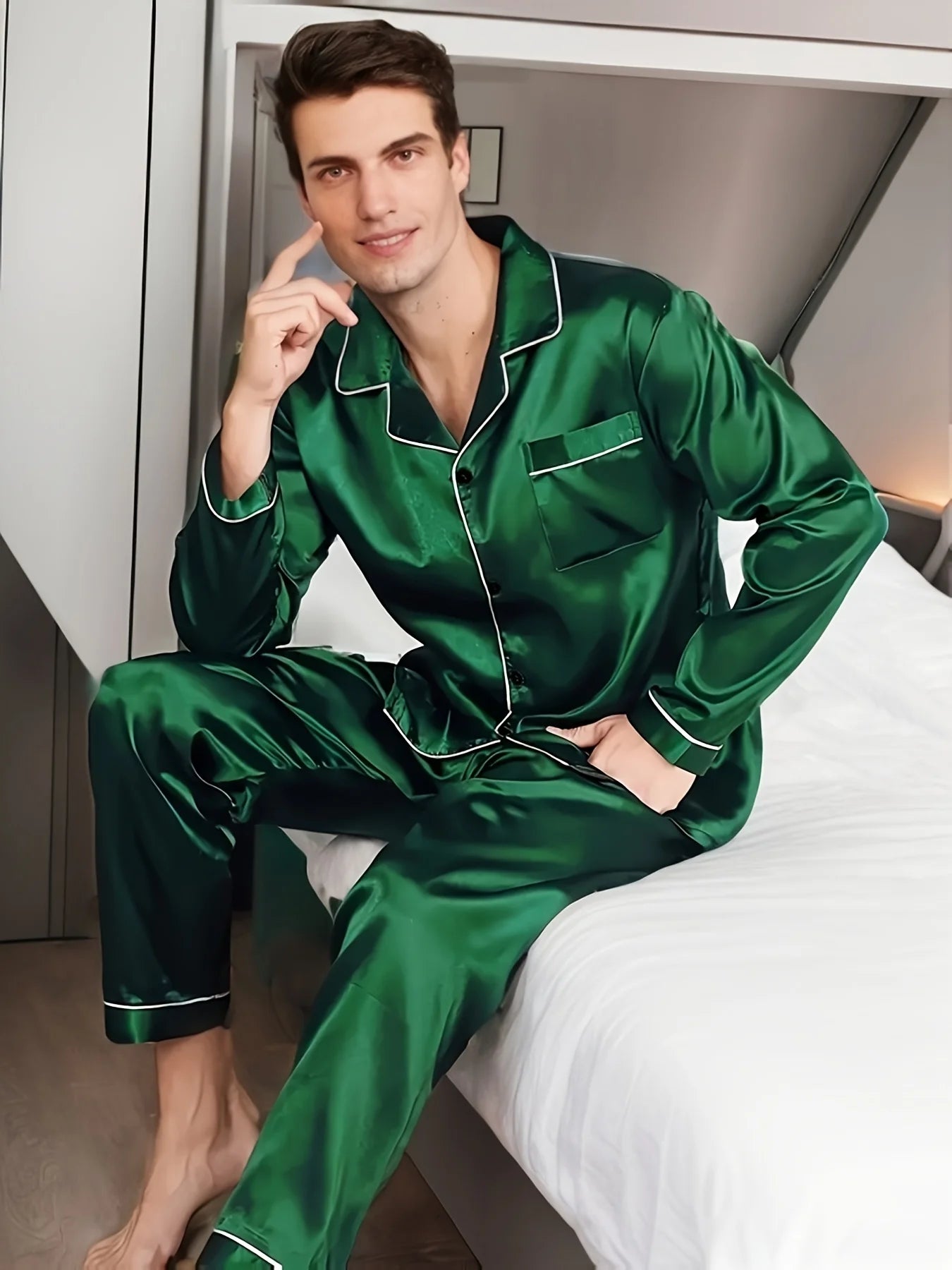 Men’s Elegant Button Pajama Set