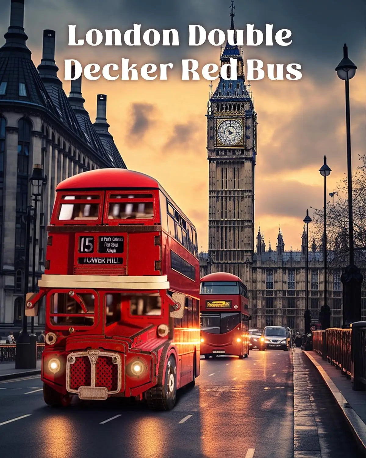 3D Wooden Double Decker Bus Puzzle Kit