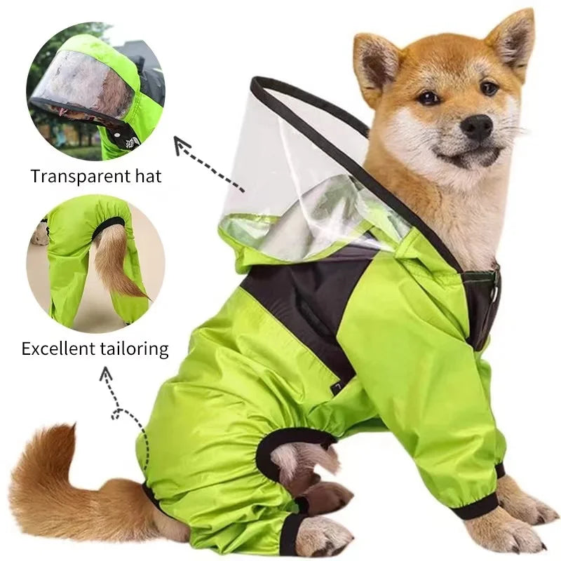 Hooded Lightweight Dog Rain Jacket