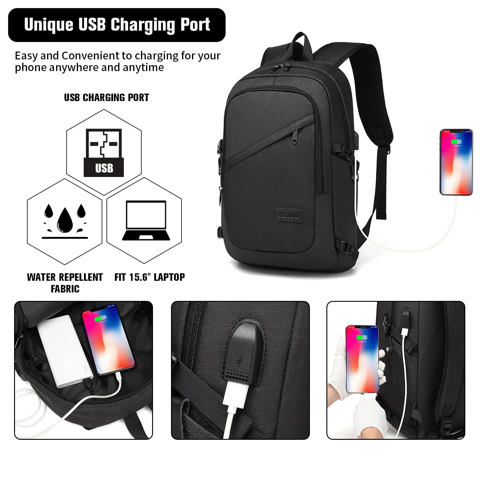 Anti-Theft Laptop Backpack with USB Charging