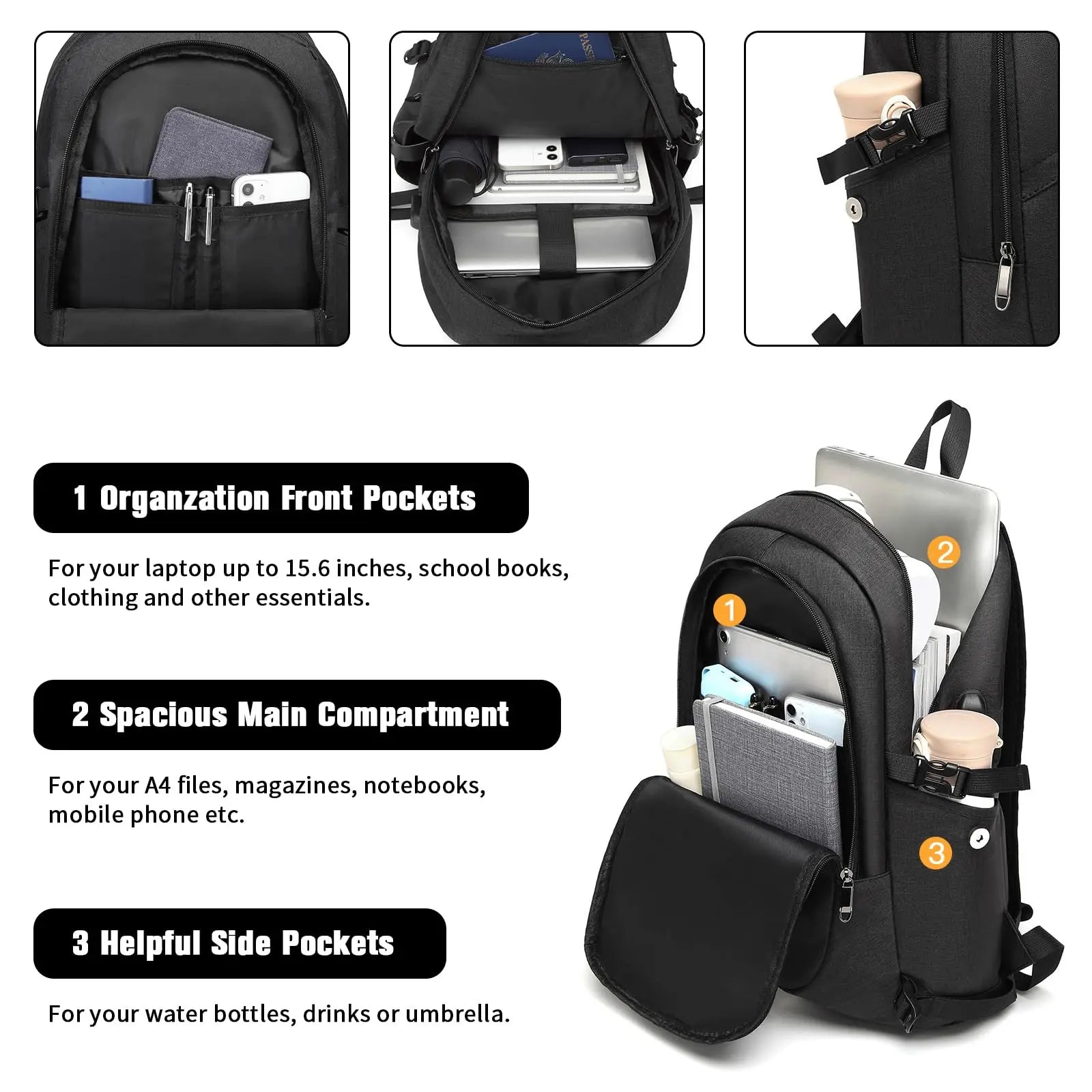Anti-Theft Laptop Backpack with USB Charging