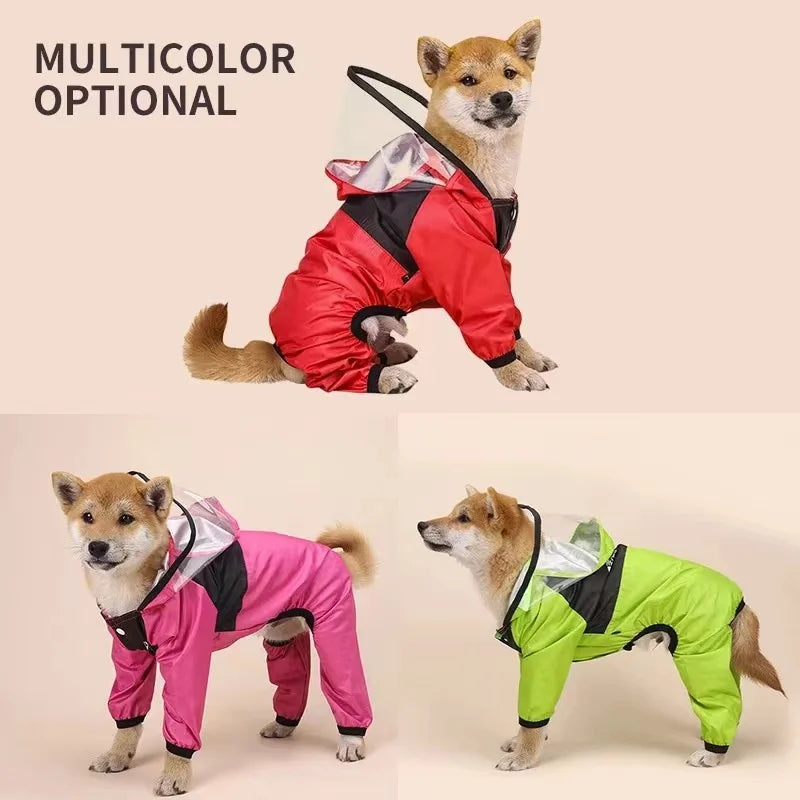 Hooded Lightweight Dog Rain Jacket