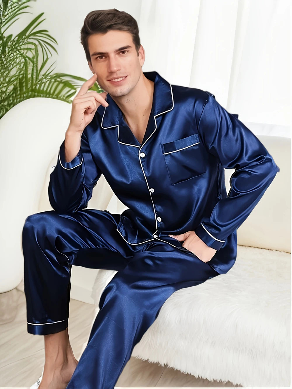 Men’s Elegant Button Pajama Set